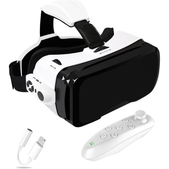 Casque VR Retoo | Réalité Virtuelle 3D | Compatible Smartphone 3.5-6.3” | Manette Bluetooth | Vision 70-90°