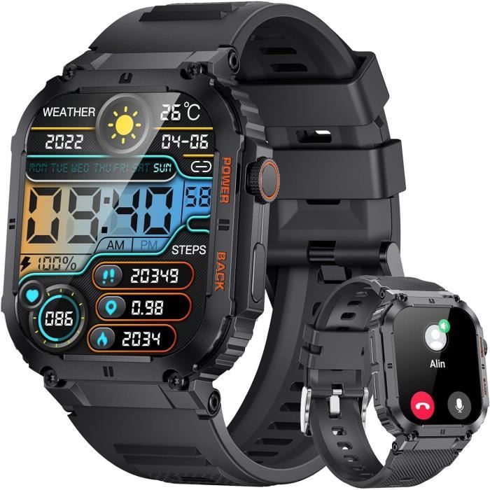 Montre Connectée Homme Appel Bluetooth, 1,45'' 5ATM Étanche Montre