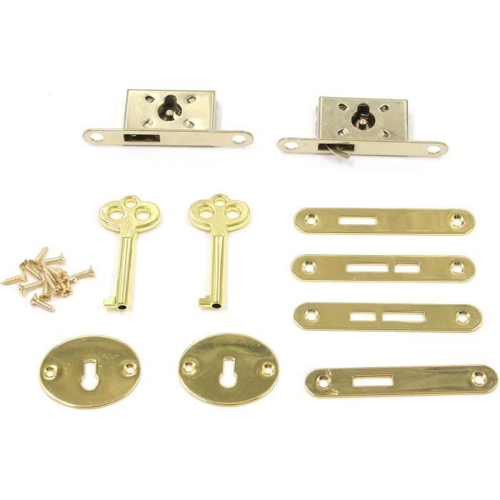 2 Verrous Vintage Style Antique Avec Vis - Loquet Moraillon Décoratif Pour Armoire, Boîte à Bijoux, Meuble (Couleur Bronze) - 4