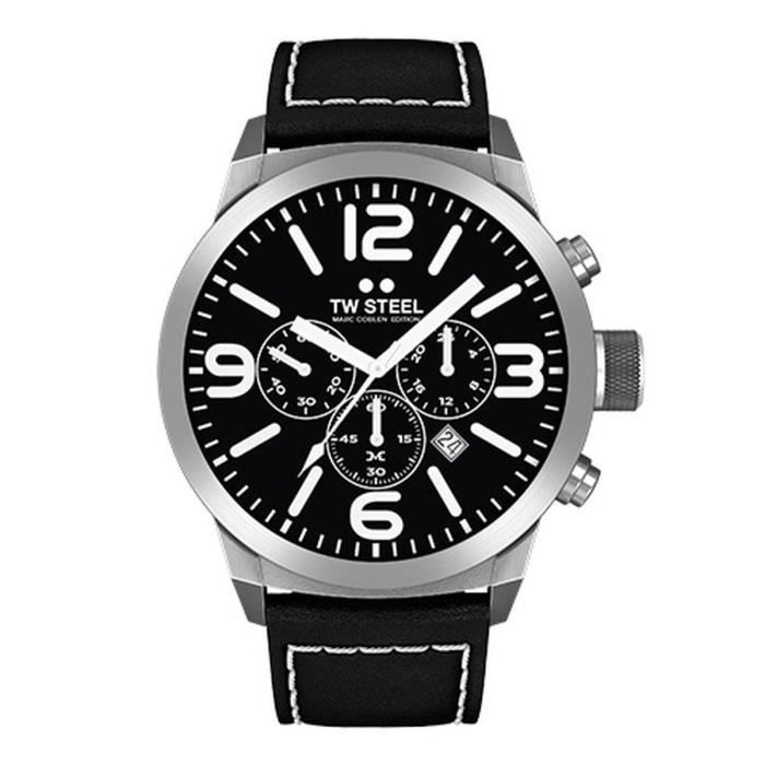 TW Steel Marc Coblen Edition Orologio 42 Mm | Cassa Acciaio, Quadrante Blu Madreperla, Cinturino Pelle Nera | Al Quarzo, Data