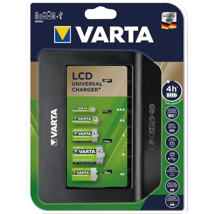 VARTA Chargeur fente unique universal - Ecran LCD sans accus