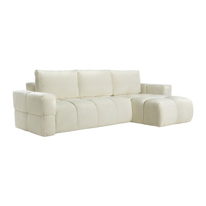 Canapé dangle réversible convertible en tissu bouclette beige ISSORO II