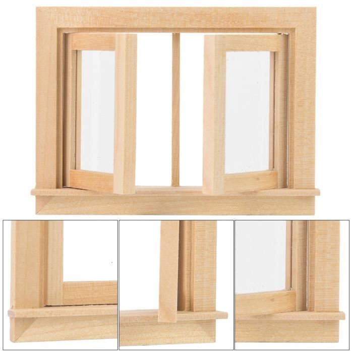 BENECREAT 6 Fenêtres De Maison De Poupée 1:12 - 2 Styles, Cadre Bois Blanc, Accessoires Miniatures