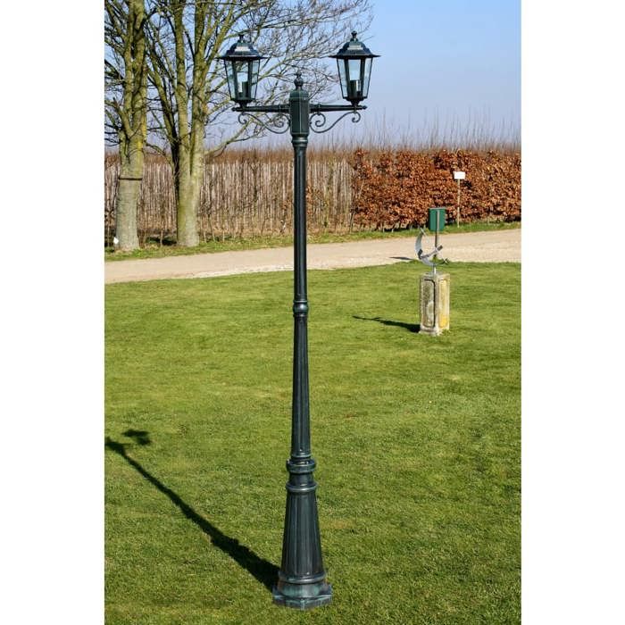 Lampadaire de jardin - VIDAXL - 2 bras - Noir - Aluminium - 215 cm