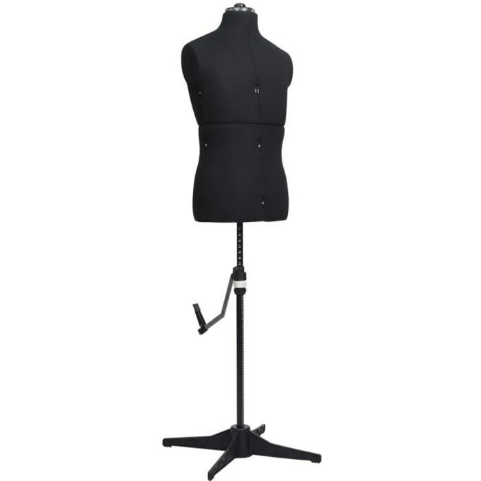 vidaXL Mannequin de couture ajustable pour homme Noir Taille 37-45