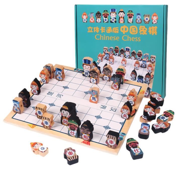 Jeu D'échecs Chinois Vintage En Terre Cuite - 32 Pièces + Plateau Bois - S2X0