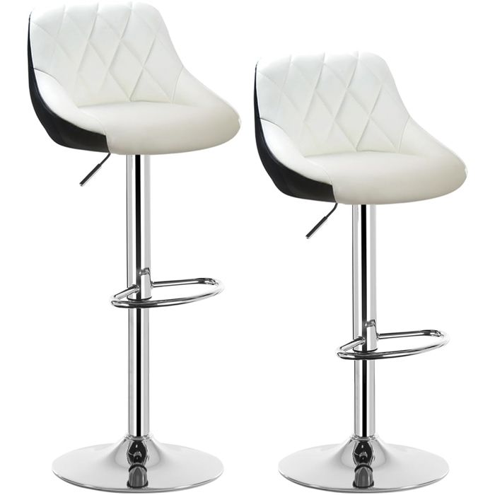 WOLTU 2 x Tabourets de bar design 2 couleurs siege en cuir artificiel Tabourets de cuisine hauteur réglable Blanc Noir WOLTU 2 x Tabourets de bar design 2 couleurs siege en cuir artificiel Tabourets de cuisine hauteur réglable Blanc Noir