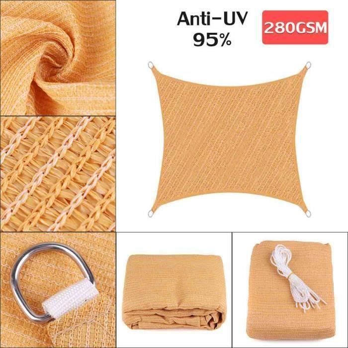 Voile D'Ombrage 2.4 X 3m Beige - Protection Solaire HDPE Avec Corde Et Oeillets Pour Jardin Terrasse