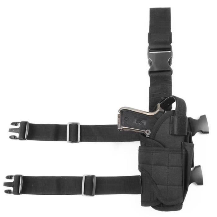 AGPTEK Étui De Cuisse Pour Pistolet – Jambe Droite, Nylon Oxford, Ajustable, Porte-bâton Intégré, Noir
