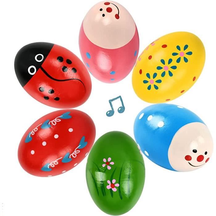 DPTALR Ensemble de 6 Pcs Oeufs en Bois Jaune Jeu d'Imitation Cuisine Aliments Cuisson Jouet pour Enfants Cadeaux Originaux