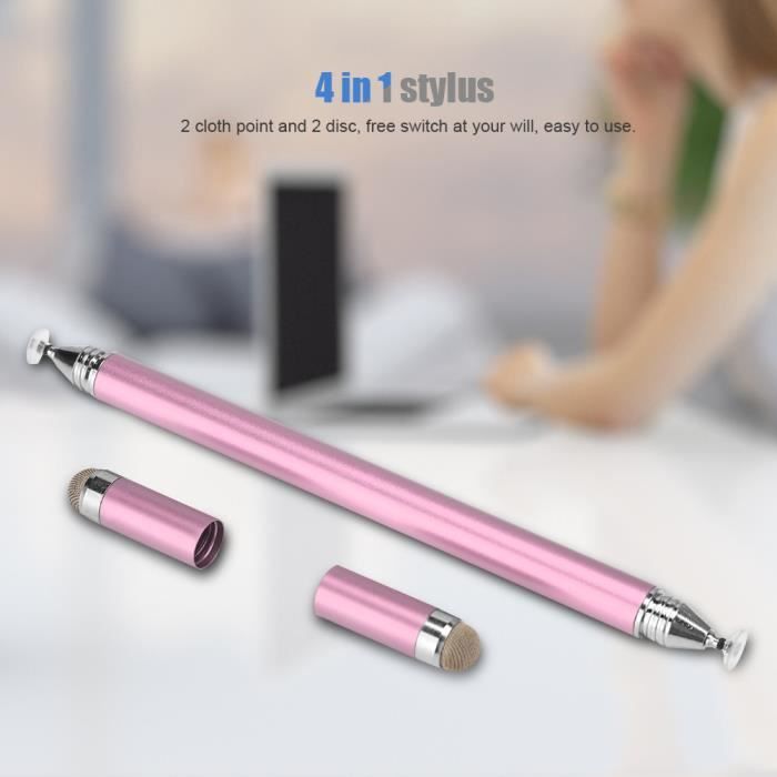 Stylet Capacitif à écran Tactile 4 En 1 Avec 2 Points En Tissu Et 2