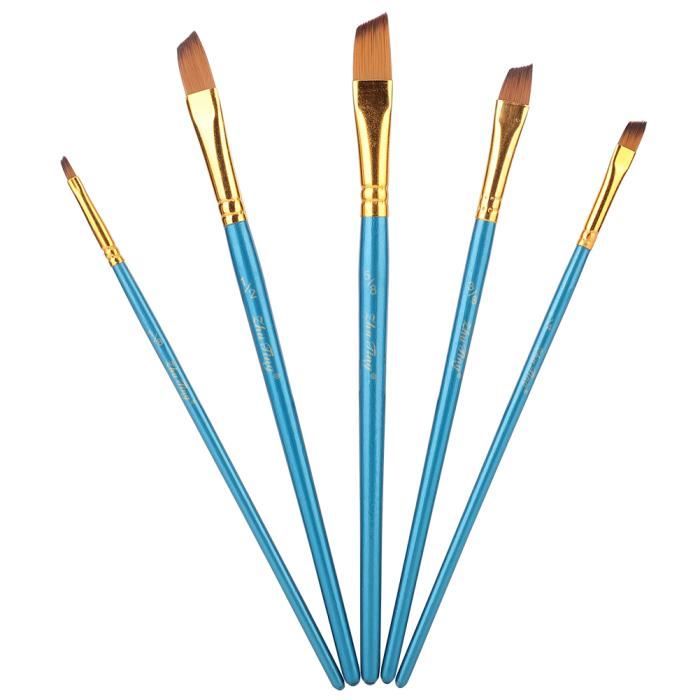 60 Pinceaux Peinture Plat 7 Mm – Set Nylon Pour Aquarelle, Huile, Acrylique, Miniatures Et Artisanat, Idéal Débutants