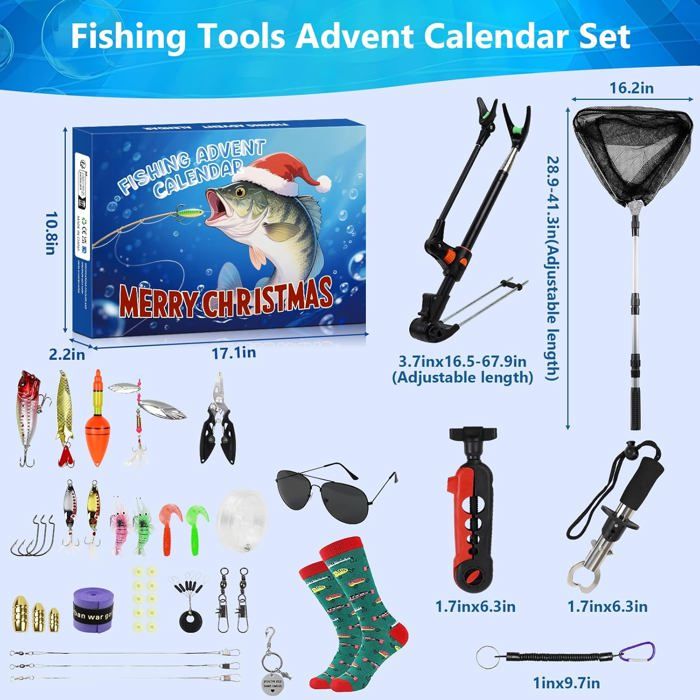 Calendrier De L'Avent 2025 Pêche - 24 Surprises Pour Hommes - Cadeau Noël Père, Grand-père, Frère