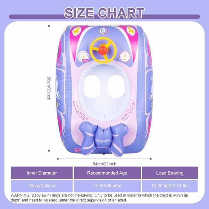 TUMALAGIA - Siège de piscine gonflable d'été pour bébé, bateau, cloche
