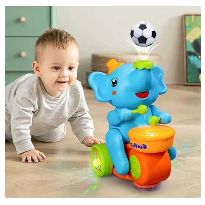 Jindong Jouet Musical Éléphant Batteur Marchant Jouet Musical Éléphant Lumineux Chantant avec un Jouet Sensoriel pour Enfants Garçons Filles