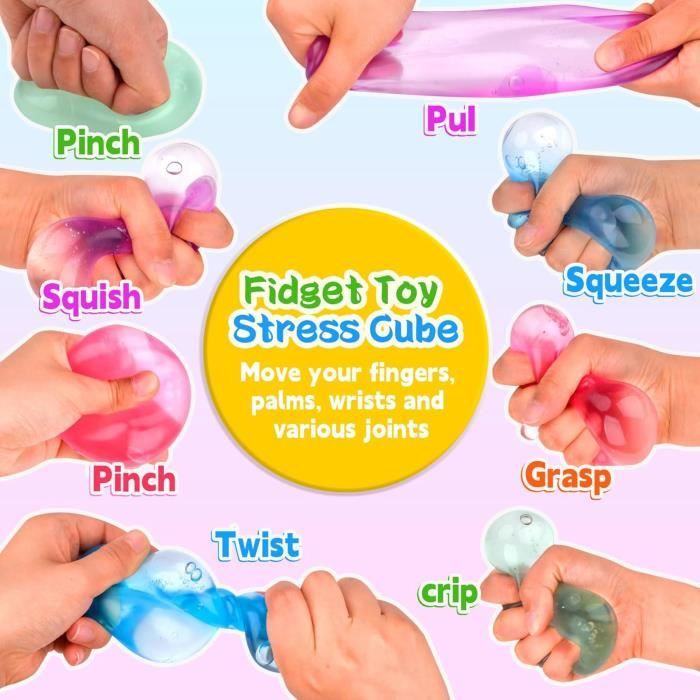 4pcs Fidget Cube Balle Anti-Stress, Balle Anti-Stress pour Adultes, Cube À Sucre, Cube À Presser, Balles Sensorielles, Cube Anti-Stress pour Les Enfants