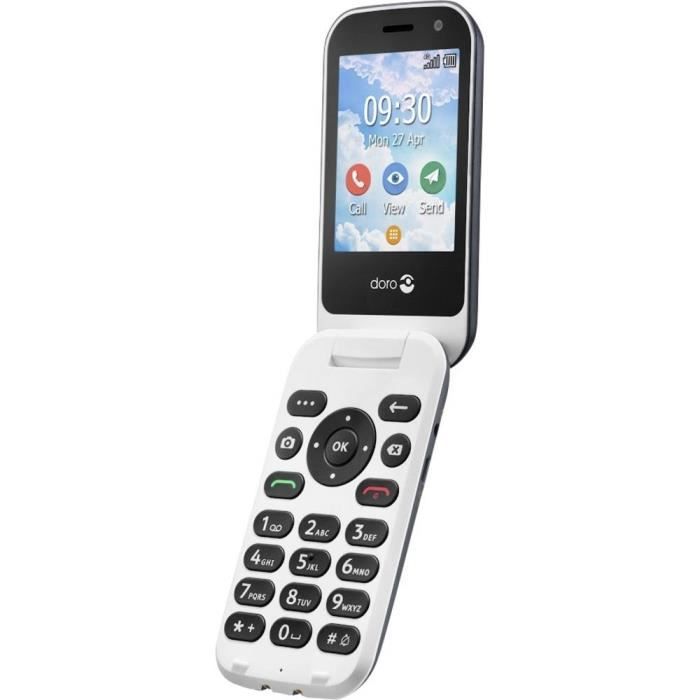 Primo by DORO 7080 Téléphone portable à clapet pour séniors Touche SOS  graphite, blanc - Cdiscount Téléphonie
