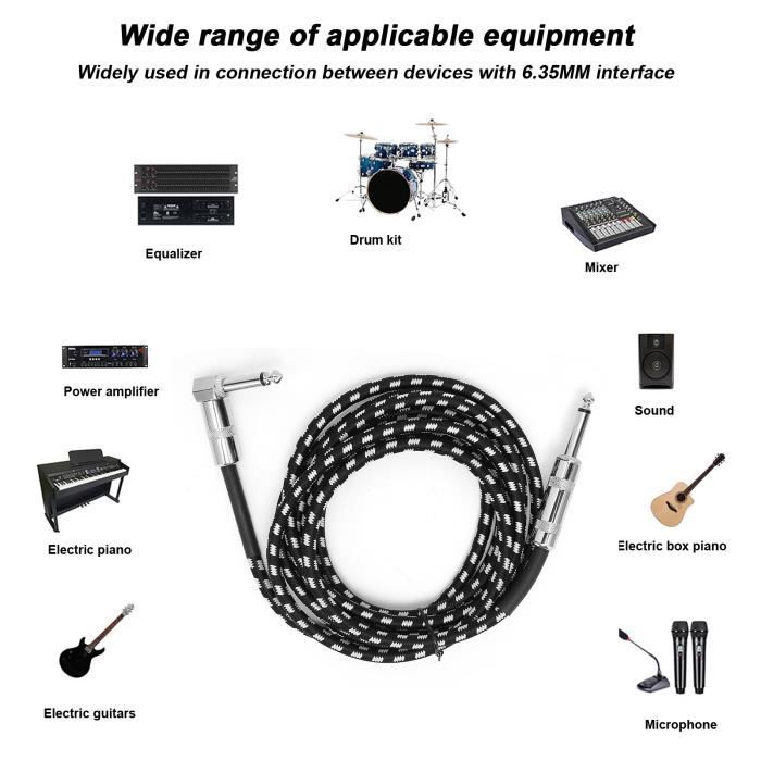 Câble Guitare Électrique Impeto 1m - Jack 6.35mm Mâle/Mâle TS - Qualité Pro Audio