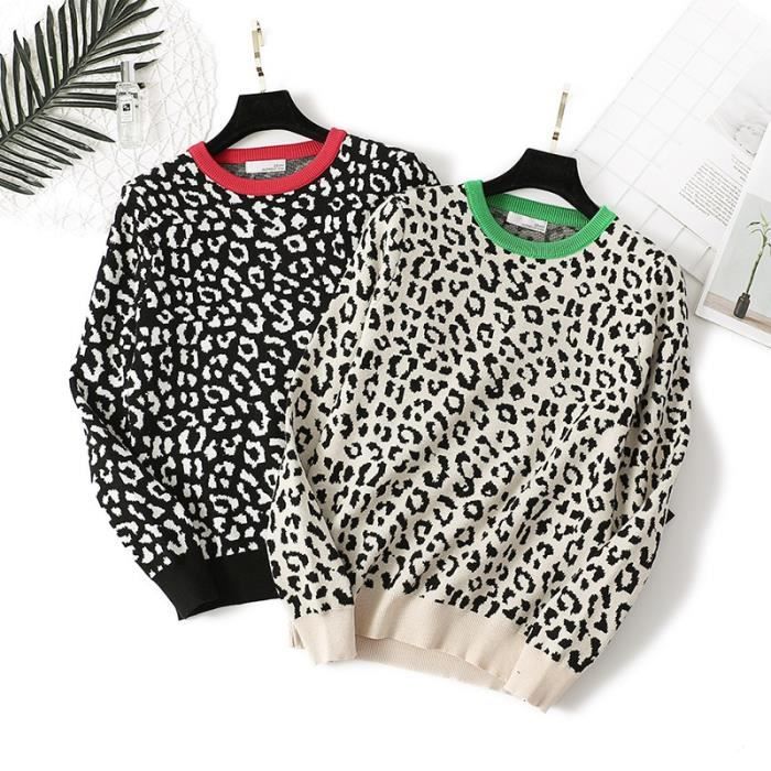 PULL 2020 automne femmes col rond pulls imprim l opard femmes