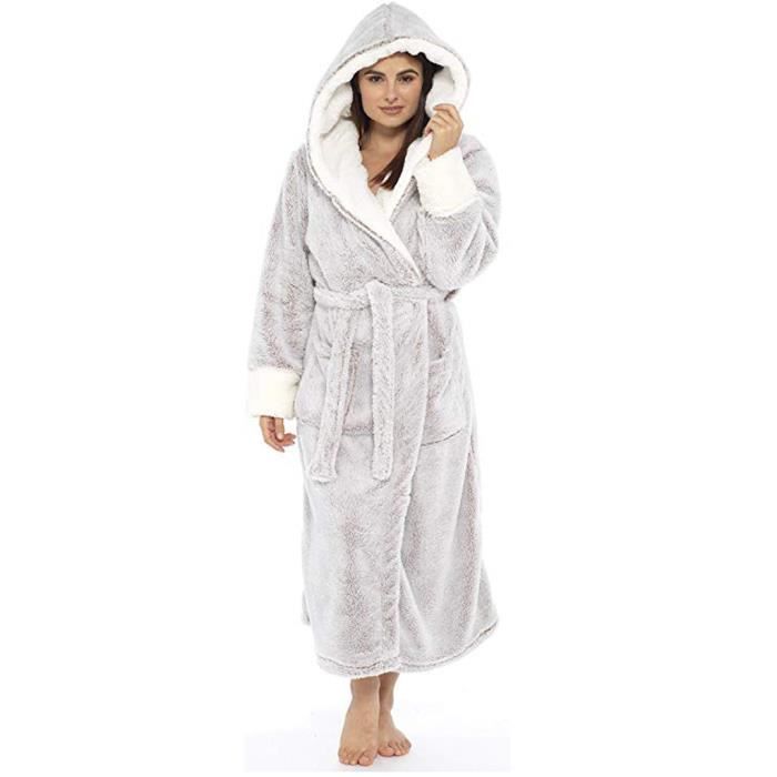Peignoir pour femme Marque inconnue Capuche en polaire Gris Gris Cdiscount Pret a Porter