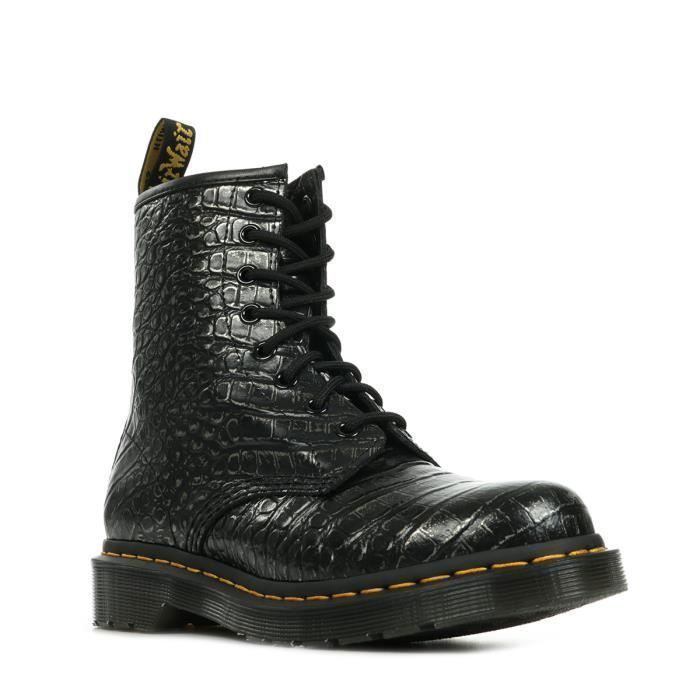 Boots Dr Martens 1460 Wn's Femme Noir Cuir Lacets Talon