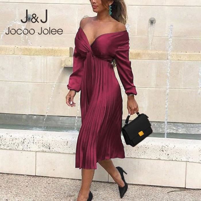 Robe robe longue pliss e en Satin pour femme tenue l gante