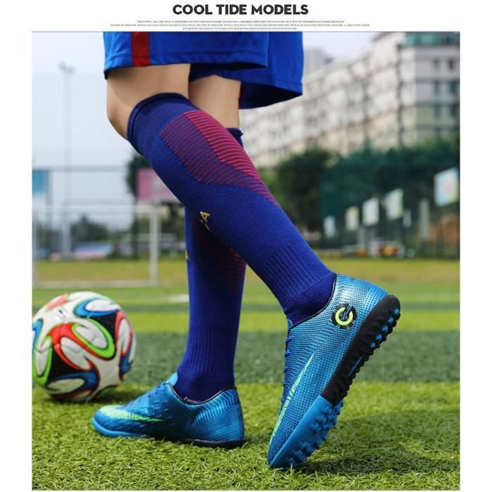 Chaussures De Foot Enfant – Crampons TUP, Tige En Cuir PVC, Tige Montante, Antidérapantes Pour Entraînement Et Compétition