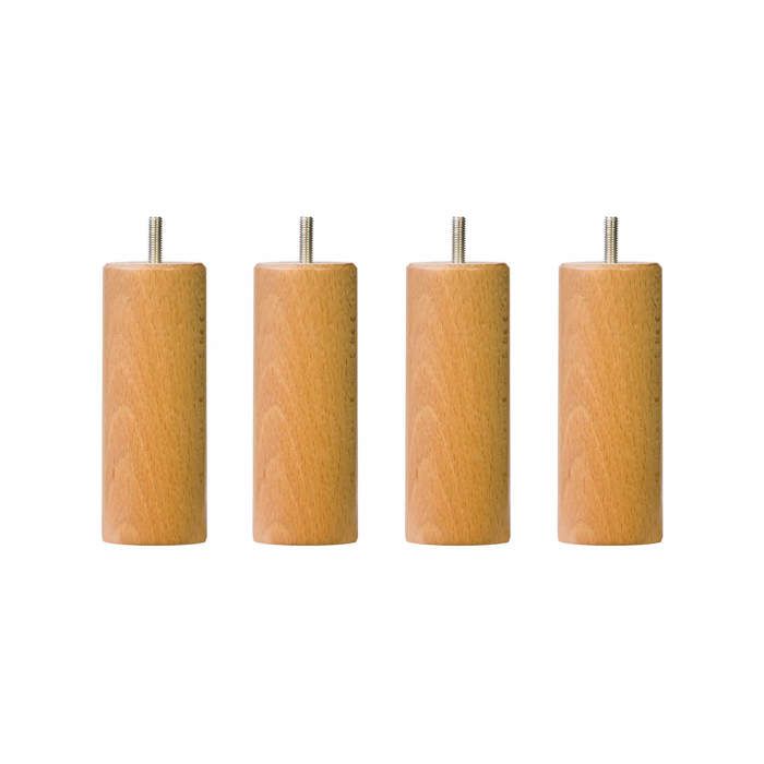 Pieds De Lit Cylindriques Inox SOMEO - Lot De 4, Hauteur 19 Cm, Filetage 8 Mm, Diamètre 6 Cm, Fabrication Française
