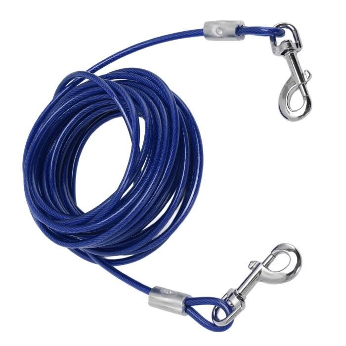 Laisse Chien Acier 15 Pieds - Câble D'attache Réfléchissant Pour Dressage