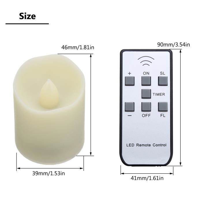 Lot De 9 Bougies Décoratives Sans Flamme à Piles En Cire Véritable