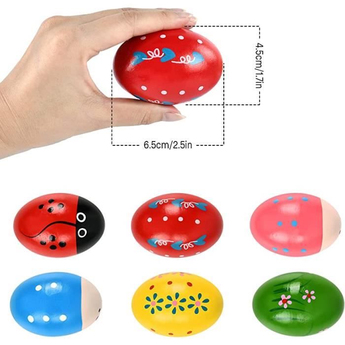 6 Oeufs En Bois Jouets, Jouet Œufs Colorés DImitation Cuisine Et Di Jouets Educatifs De Paques Noel La Journee Des E Amz B0