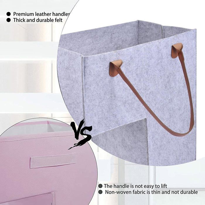 Panier D'escalier En Feutre Panier D'escalier En Feutre - Organisateur Pliable En Forme De L - Pour Jouets, Linge, Rangement - Gris