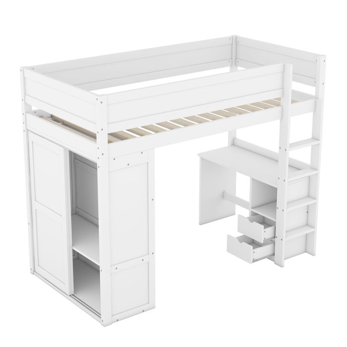 KOMHTOM Lit Maison 90x200cm Avec Clôture Sécurité - Lit Simple Bois Blanc Pour Enfants Et Ados (sans Matelas KOMHTOM Lit Maison 90x200cm Avec Clôture Sécurité - Lit Simple Bois Blanc Pour Enfants Et Ados (sans Matelas