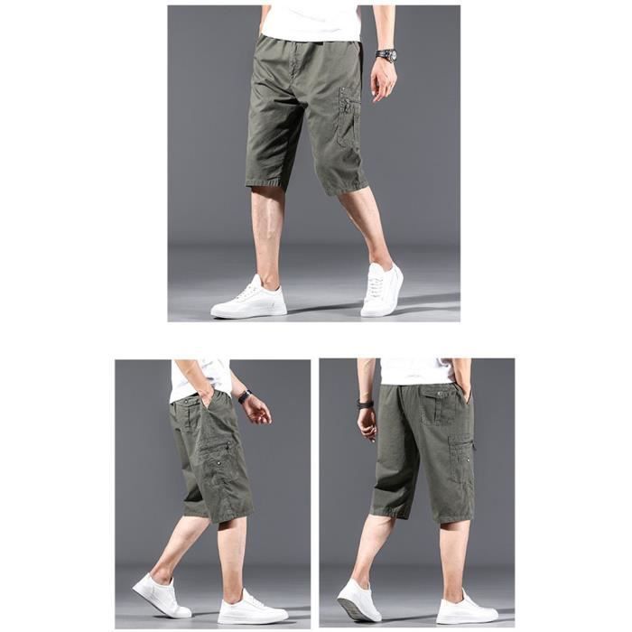 Homme Cargo Short Avec Poches Mode Casual Travail Pantalon Court Couleur Unie Sport Jogging Pantalon Beach Shorts Cargo Bermudas Pantacourt Short Basket Homme