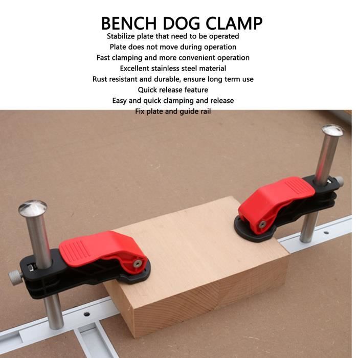 2 Pinces à Action Rapide Pour établi 20mm - Serrage Réglable En Acier Inoxydable Pour Bois