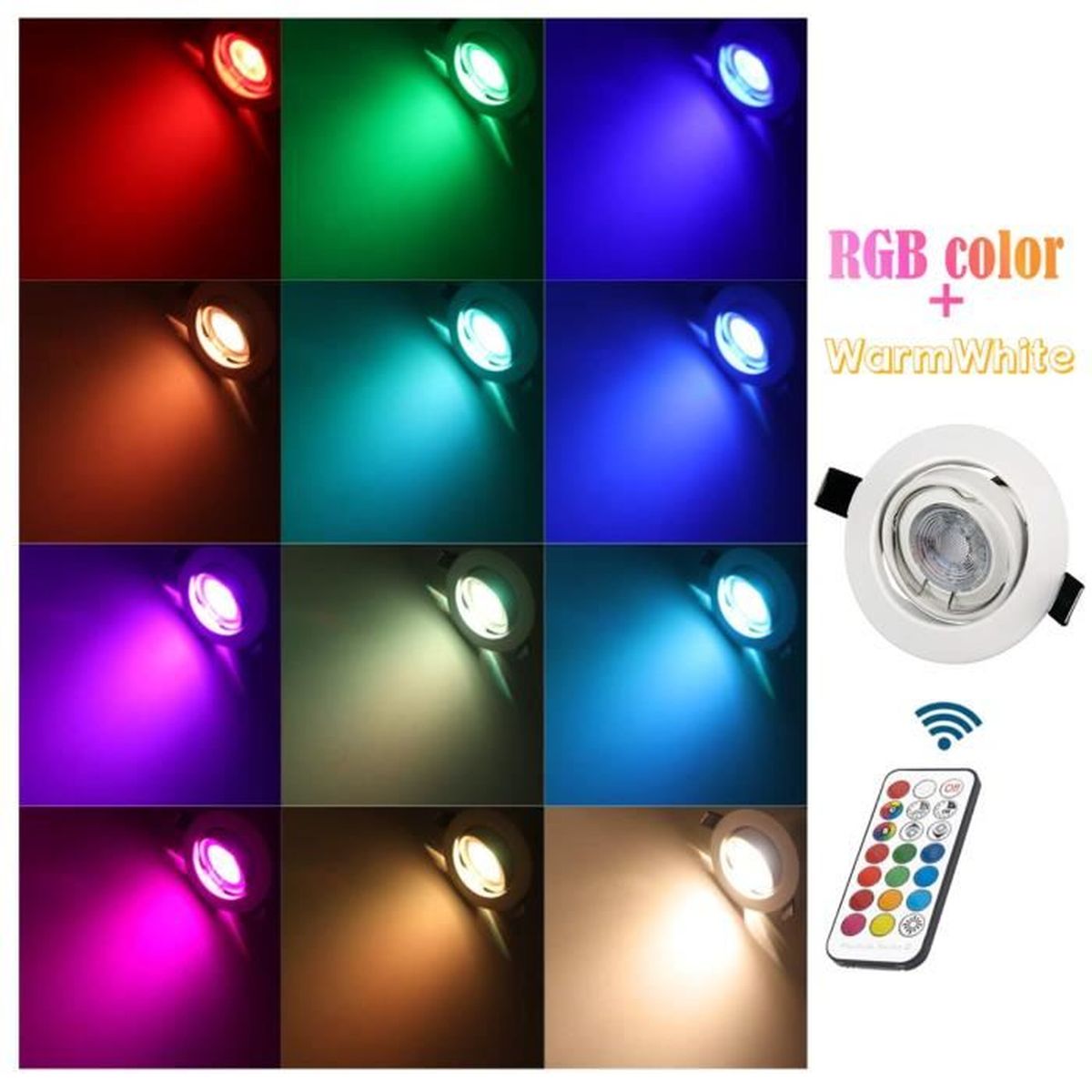 Led Spots Encastrables Orientable Gu10 Ampoule Rgb Couleur