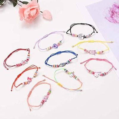 Lot De 12 Bracelets D'Amitié Enfants Réglables - Perles Colorées - Cadeaux Filles Anniversaire