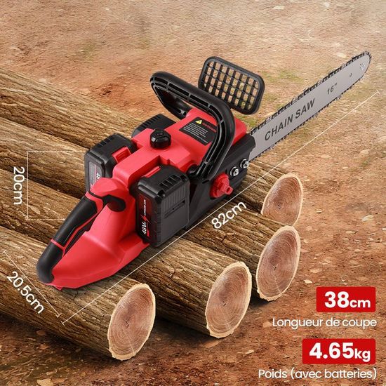 Tronçonneuse Sans Fil LEHMANN 40V - Moteur Brushless 1200W, Guide 40cm, Batterie 4Ah Incluse, Légère Et Puissante