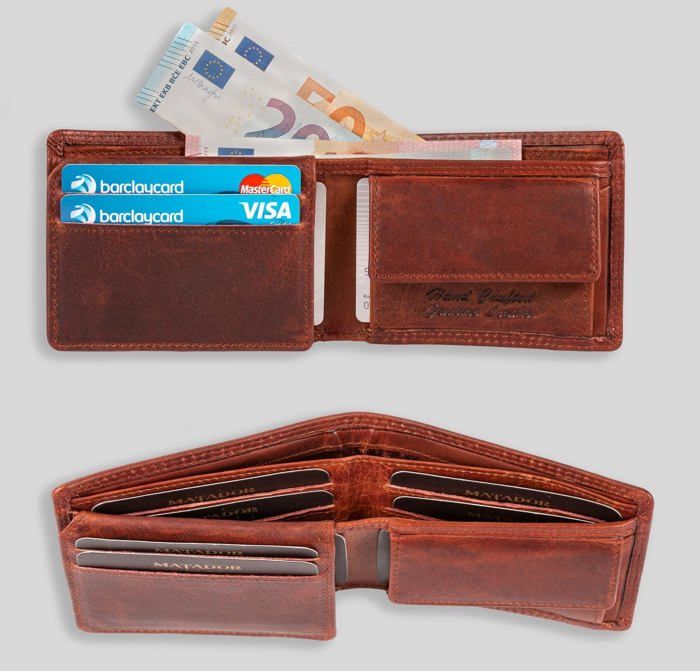 Portefeuille Homme Rustic Town Cuir Marron Vintage - RFID Blocage - Occasion Testé