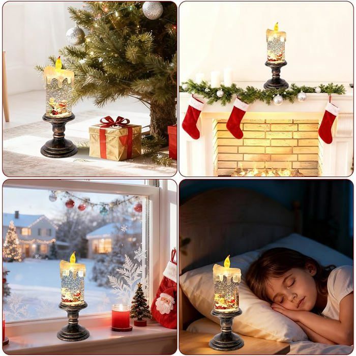 Boule à Neige De Noël Paillettes Tourbillonnantes Lanterne