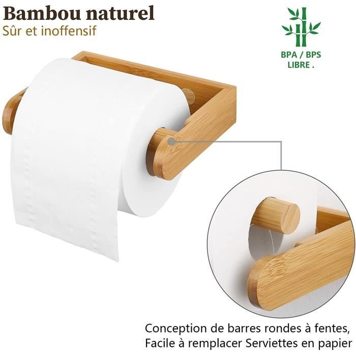 Porte Papier Toilette, sur Pied en Bambou Support Papier Toilette sur Pied  sans Perçage Porte Rouleau Papier Toilette A60 - Cdiscount Bricolage