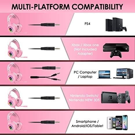 Casque Gaming Rose pour fille, Casque Compatible avec PC,Les Jeux PS4,  Nintendo Switch, Ordinateur Portable - Cdiscount Informatique
