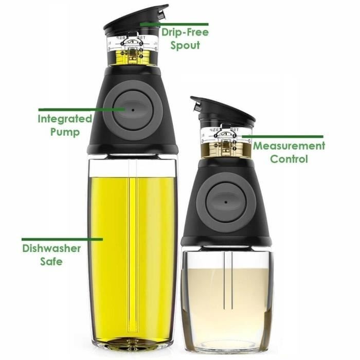 Distributeur d'huile et de vinaigre en verre premium avec mesure, 250ml  large ouverture, Distributeur d'huile bouteille cuisine - Cdiscount  Bricolage