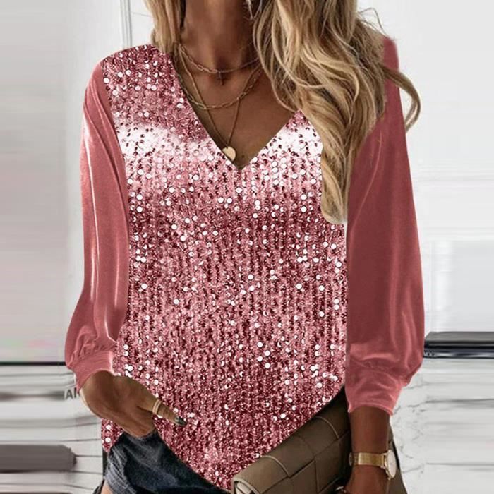 CHEMISE CHEMISETTE Tunique Noel Femme Elegant Paillettes Chemises Casual Manche Longue Lache Blouse Paillettes Argent Argent Cdiscount Pret a Porter