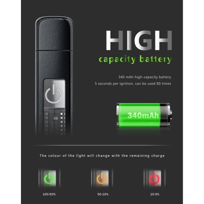 VVAY Allume Gaz, Briquet Long Électrique USB Rechargeble, Coupe-Vent