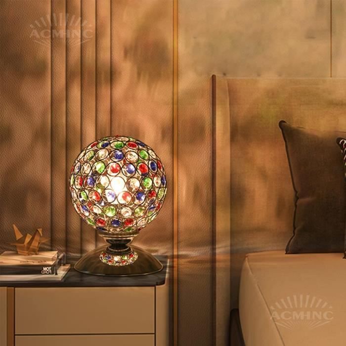 Lampe de Chevet Chambre avec abat-jour en verre, Dimmable LED