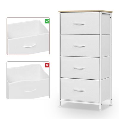 Basics Commode pour armoire - 4 tiroirs en tissu - blanc