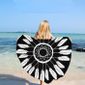 Noir Serviette De Plage Ronde Femme Anti Sable Mandala Grande Taille Châle De Yoga Décoratifs Tapisserie 150150cm