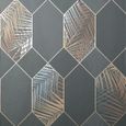 Miami Geometric Leaf Wallpaper Charbon - Cuivre - Métallique - Fine Decor FD42833-0