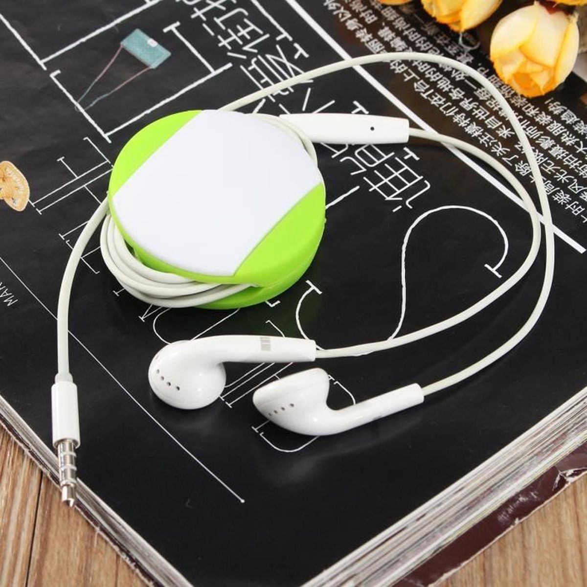 Silicone Bouton Auto Enrouleur Cable Ecouteur Casque Rangement